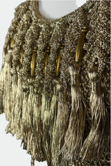 Ralph Lauren Collection Hand Knit Metallic Gold Maxi Dress | American Secondhand
