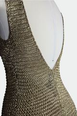 Ralph Lauren Collection Hand Knit Metallic Gold Maxi Dress | American Secondhand