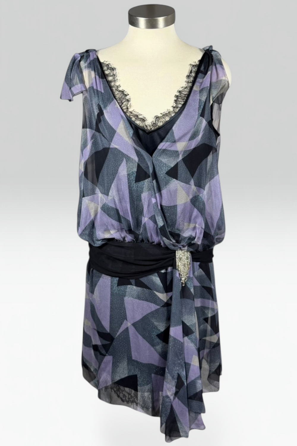 Diane von Furstenberg Silk Geometric Print Dress with Crystal Embellishment | American Secondhand