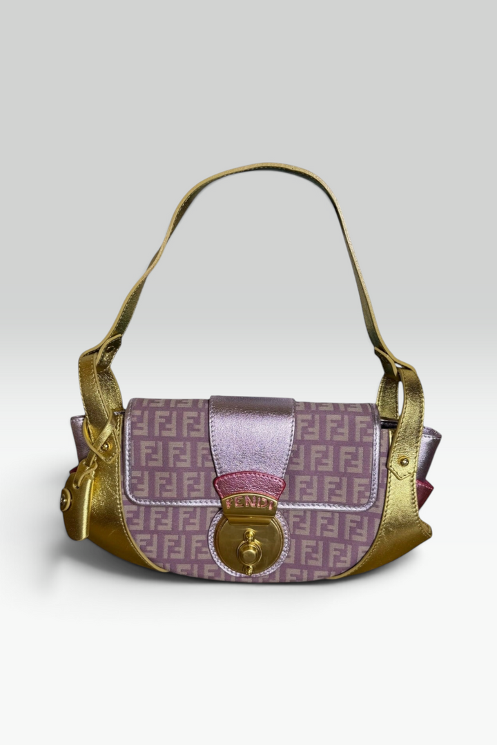 Fendi Zucchino Metallic Leather Shoulder Bag | Italian Secondhand