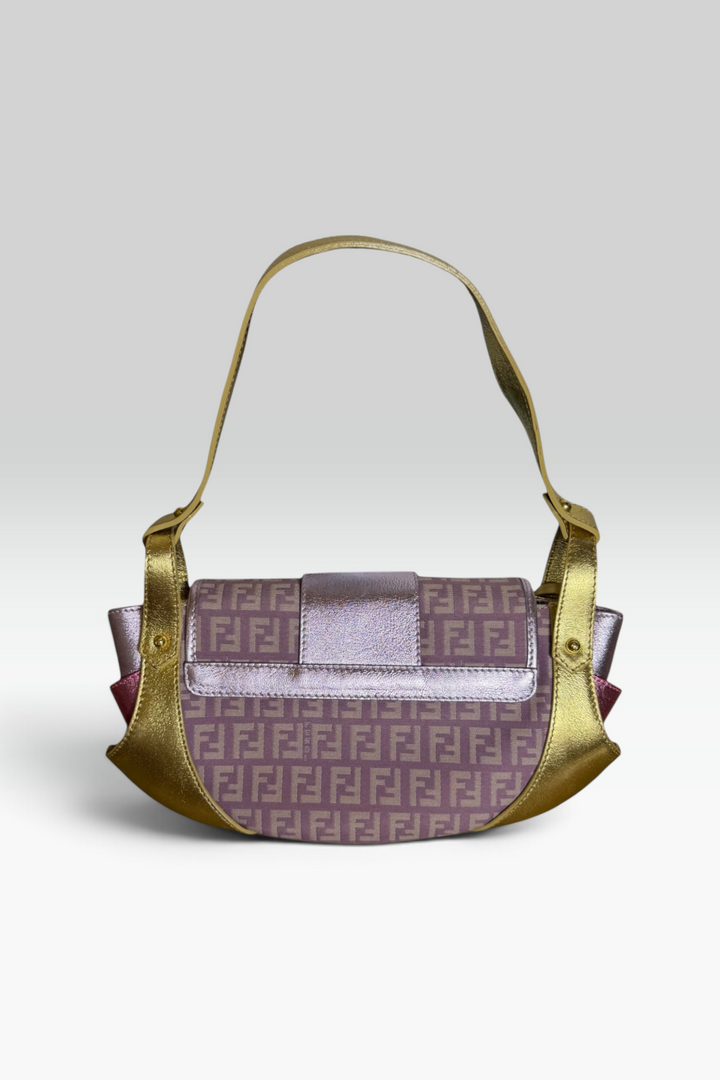 Fendi Zucchino Metallic Leather Shoulder Bag | Italian Secondhand