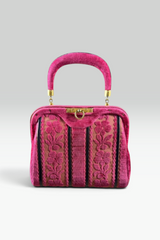 Roberta di Camerino Pink Velvet Floral Frame Bag | Italian Vintage