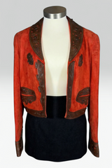 Ralph Lauren Collection Red Suede Leather Appliqué Jacket | Runway Archive
