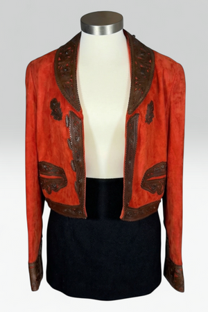Ralph Lauren Collection Red Suede Leather Appliqué Jacket | Runway Archive
