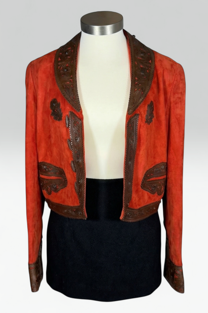 Ralph Lauren Collection Red Suede Leather Appliqué Jacket | Runway Archive