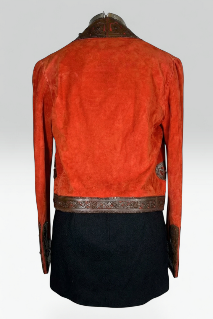 Ralph Lauren Collection Red Suede Leather Appliqué Jacket | Runway Archive