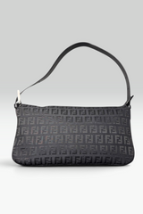 Fendi Black Zucchino Monogram Baguette Shoulder Bag | Italian Vintage