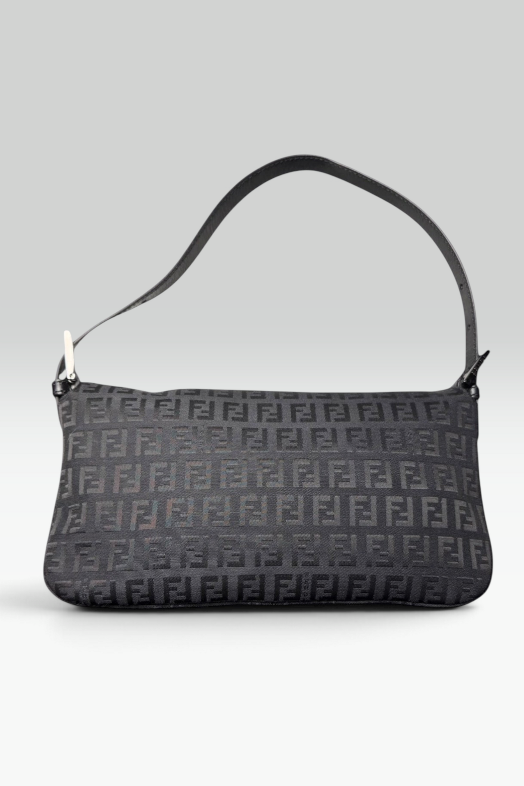 Fendi Black Zucchino Monogram Baguette Shoulder Bag | Italian Vintage