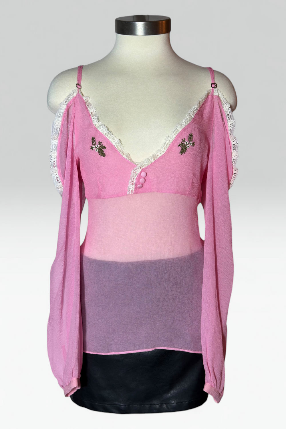 Coming soon: Dsquared2 Pink Silk Lace Trim Cold Shoulder Top