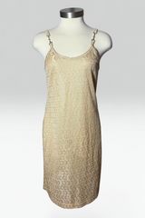 Coming soon: Gucci logo semi-sheer champagne mini dress