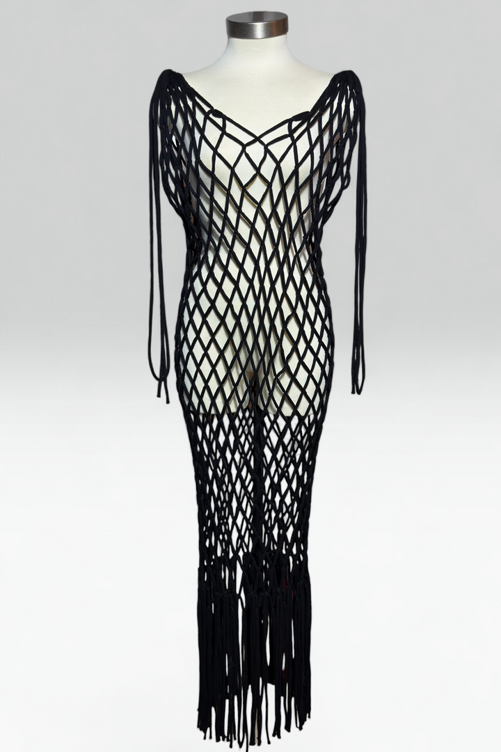 COMING SOON: HYKE SS 2024 RTW BLACK NET DRESS | RUNWAY ARCHIVE