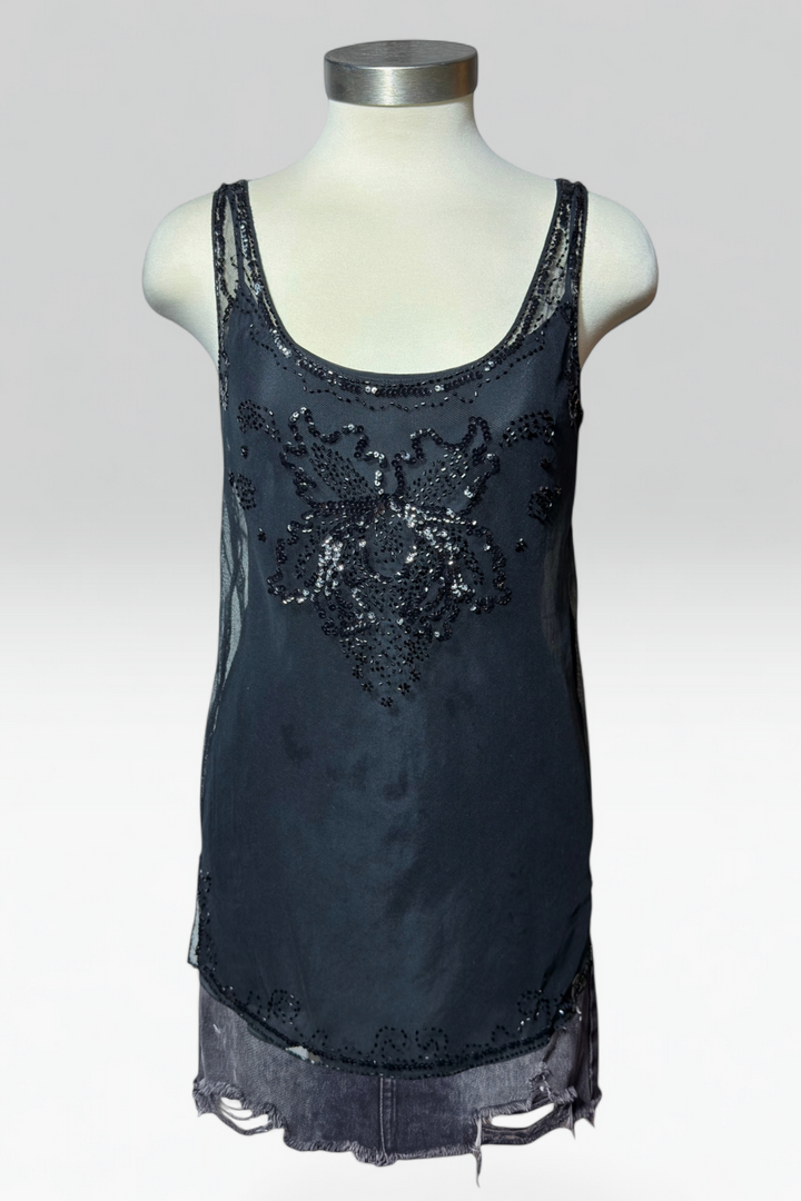 COMING SOON: DKNY EMBELLISHED MESH LAYERED TOP