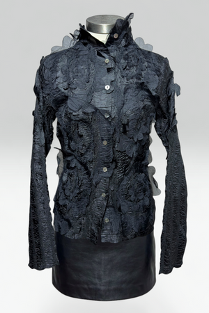 Coming soon: YOSHIKI HISHINUMA BLACK PETAL APPLIQUÉ TOP