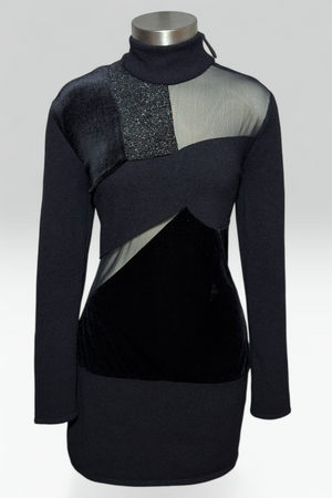 Coming soon: GIANFRANCO FERRE BLACK MESH CUTOUT MIXED MEDIA MINI DRESS