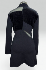 Coming soon: GIANFRANCO FERRE BLACK MESH CUTOUT MIXED MEDIA MINI DRESS