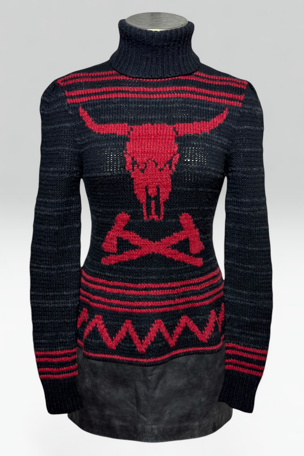 COMING SOON: RALPH LAUREN HAND-KNIT Black & Red Bull Skull Turtleneck Sweater