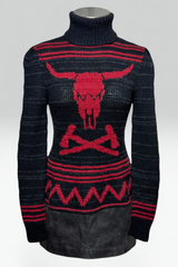 COMING SOON: RALPH LAUREN HAND-KNIT Black & Red Bull Skull Turtleneck Sweater