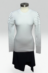 COMING SOON: UN3D WHITE RIBBED KNIT PLEATED SHOULDER TOP | JAPANESE SECONDHAND