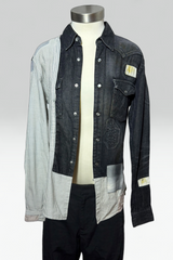 COMING SOON: MAISON MIHARA YASUHIRO PATCHWORK DENIM & STRIPED DISTRESSED SHIRT | Japanese Secondhand