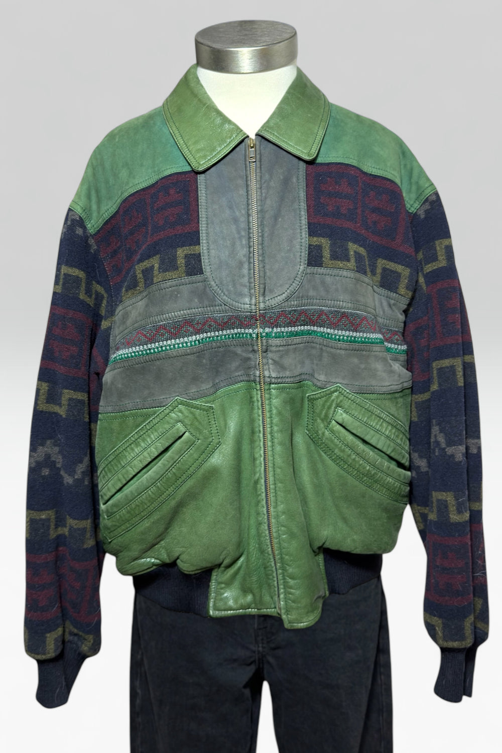 COMING SOON: UMBERTO BILANCIONI GENUINE LEATHER & GEOMETRIC WOOL BOMBER JACKET | ITALIAN VINTAGE