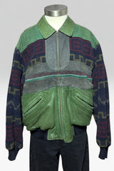 COMING SOON: UMBERTO BILANCIONI GENUINE LEATHER & GEOMETRIC WOOL BOMBER JACKET | ITALIAN VINTAGE