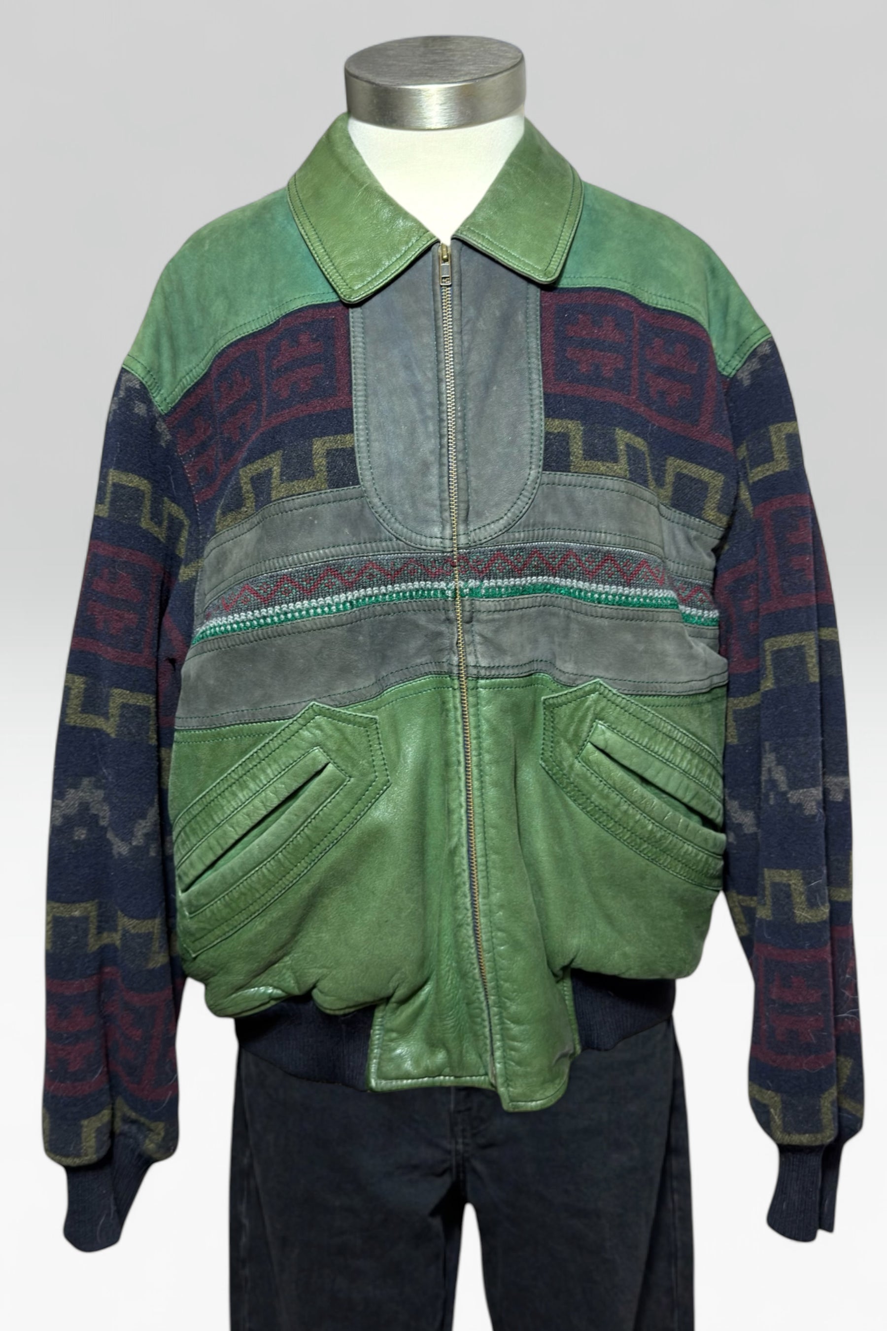 COMING SOON: UMBERTO BILANCIONI GENUINE LEATHER & GEOMETRIC WOOL BOMBER JACKET | ITALIAN VINTAGE