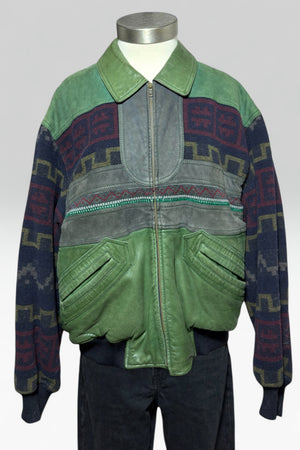 COMING SOON: UMBERTO BILANCIONI GENUINE LEATHER & GEOMETRIC WOOL BOMBER JACKET | ITALIAN VINTAGE