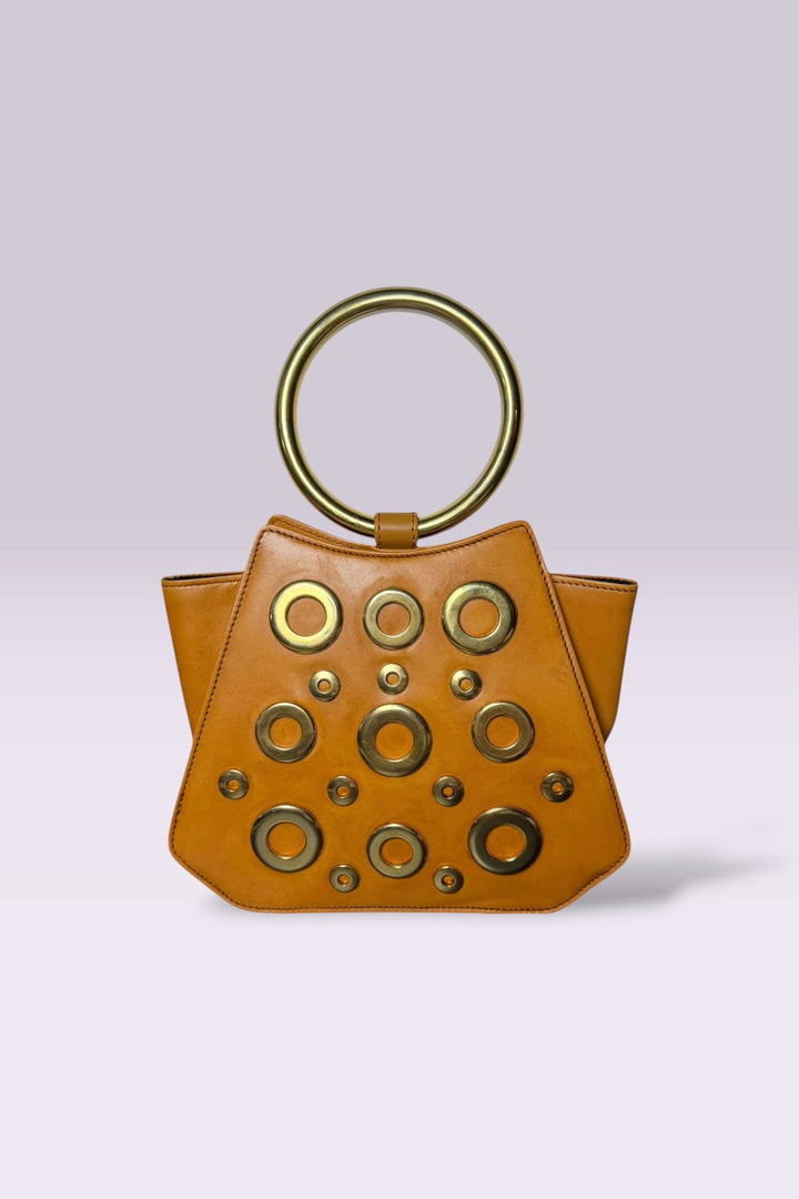 Escada Leather Ring Handle Grommet Bag | Italian Vintage