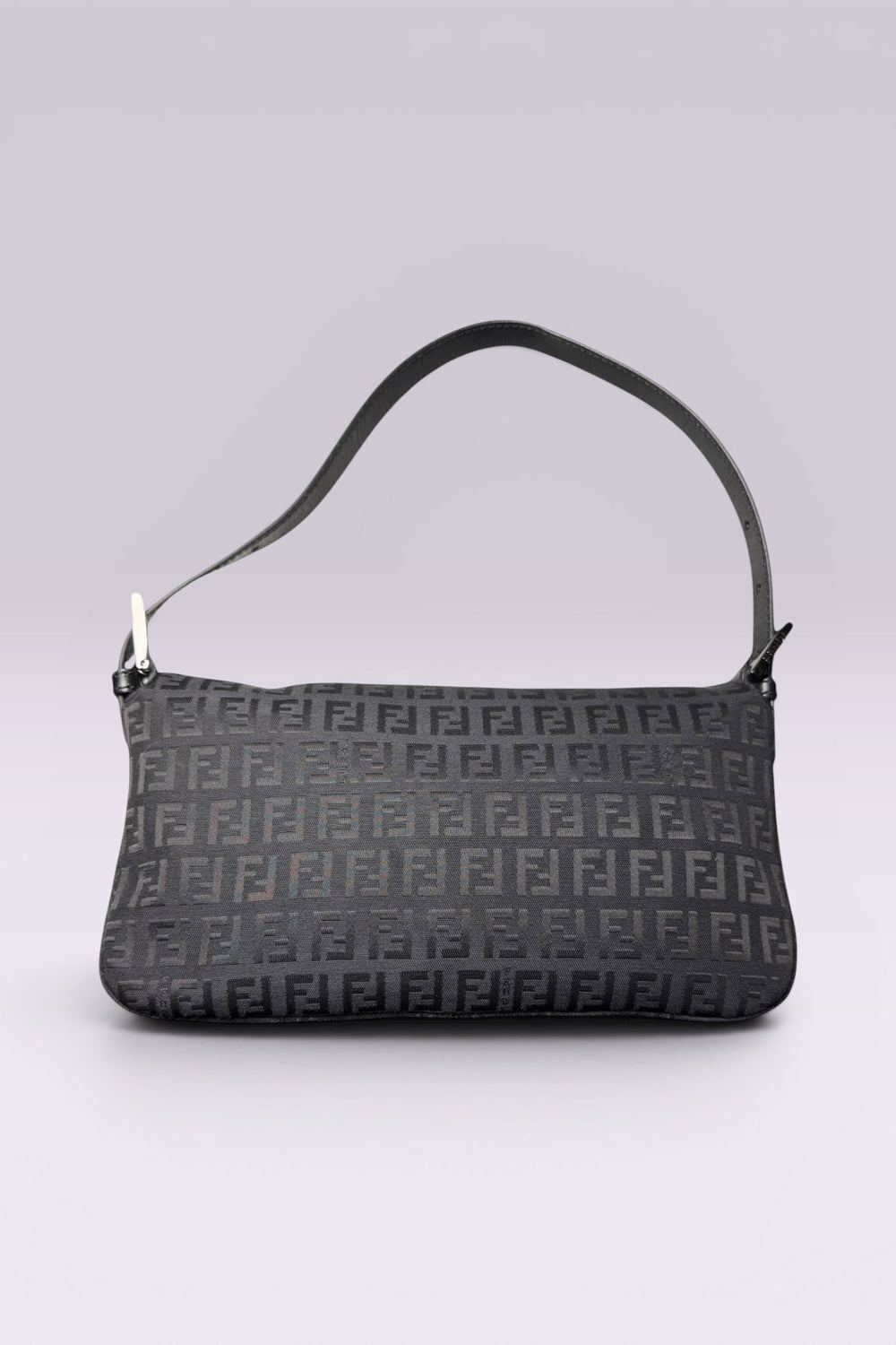 Fendi Black Zucchino Monogram Baguette Shoulder Bag | Italian Vintage