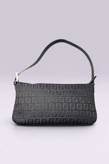 Fendi Black Zucchino Monogram Baguette Shoulder Bag | Italian Vintage