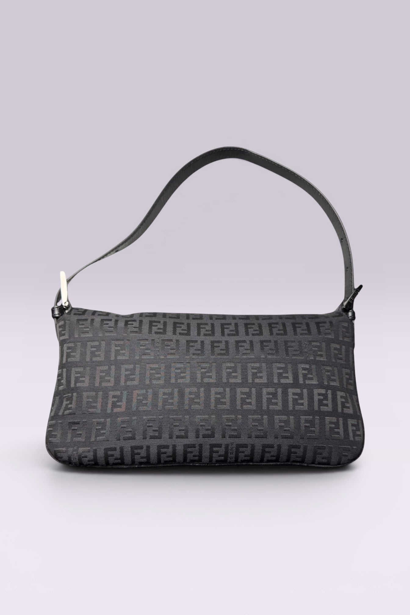Fendi Black Zucchino Monogram Baguette Shoulder Bag | Italian Vintage