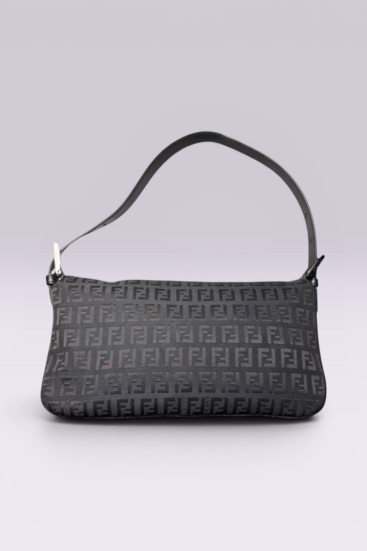 Fendi Black Zucchino Monogram Baguette Shoulder Bag | Italian Vintage