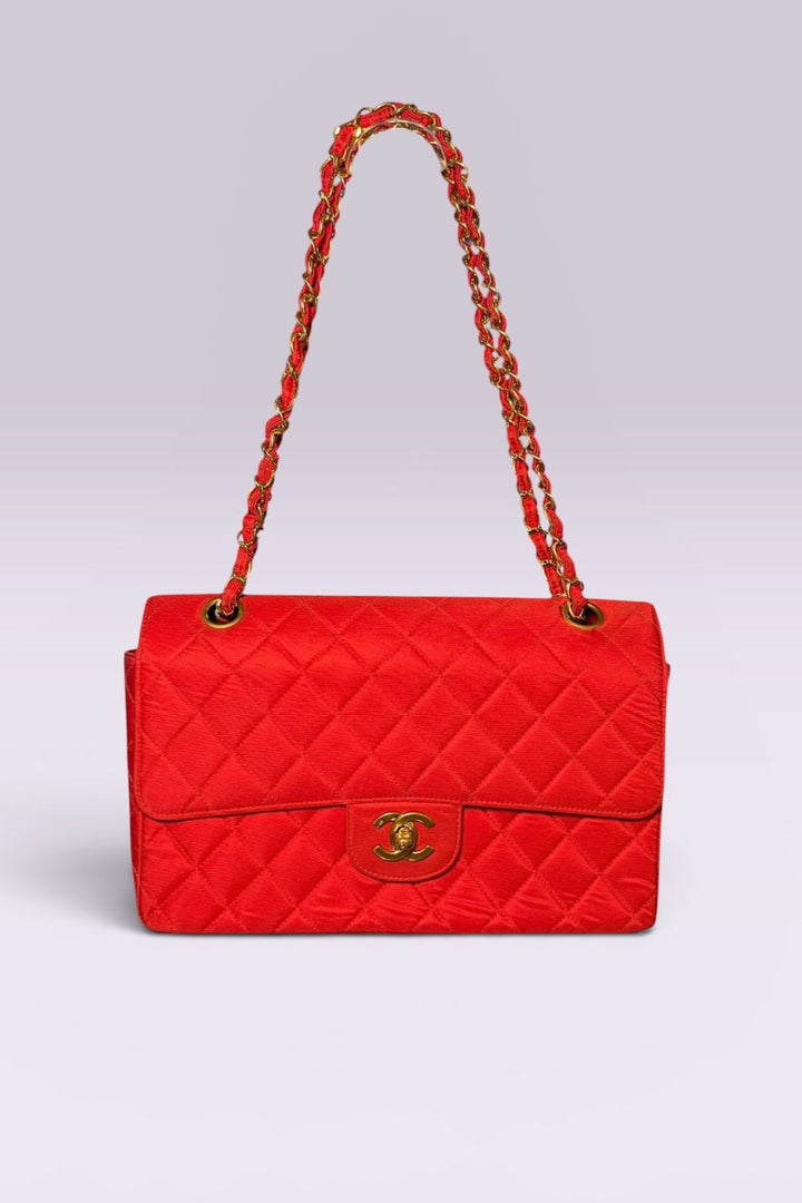 Chanel 90s Small Red Classic Single Flap Bag | French Vintage
