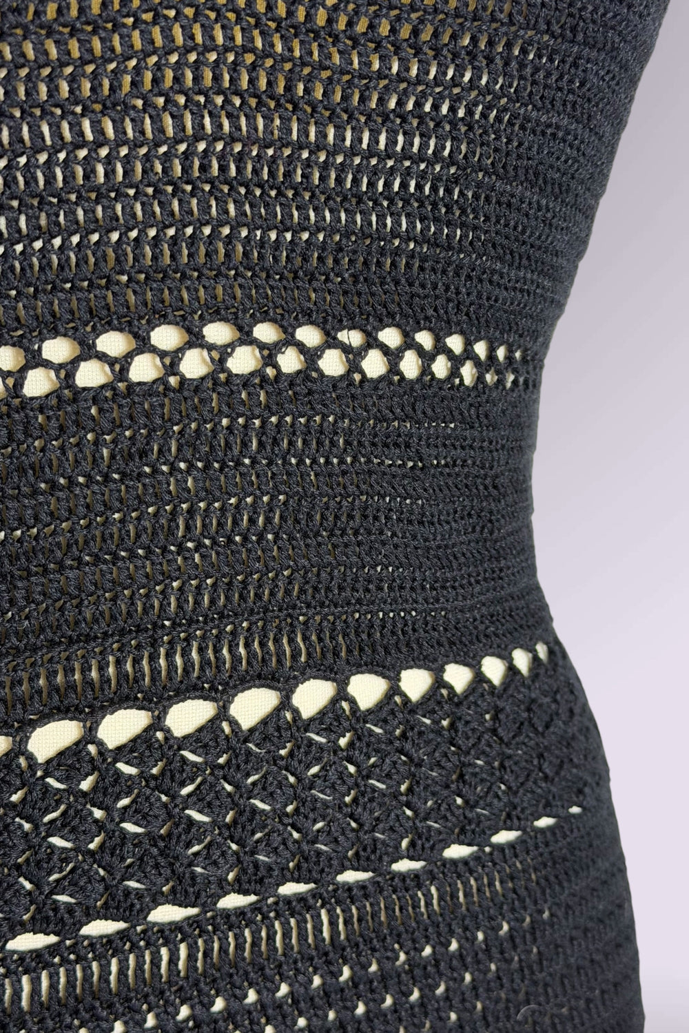 Ralph Ralph Lauren Black Hand-Knit Crochet Knit Midi Dress | American Vintage