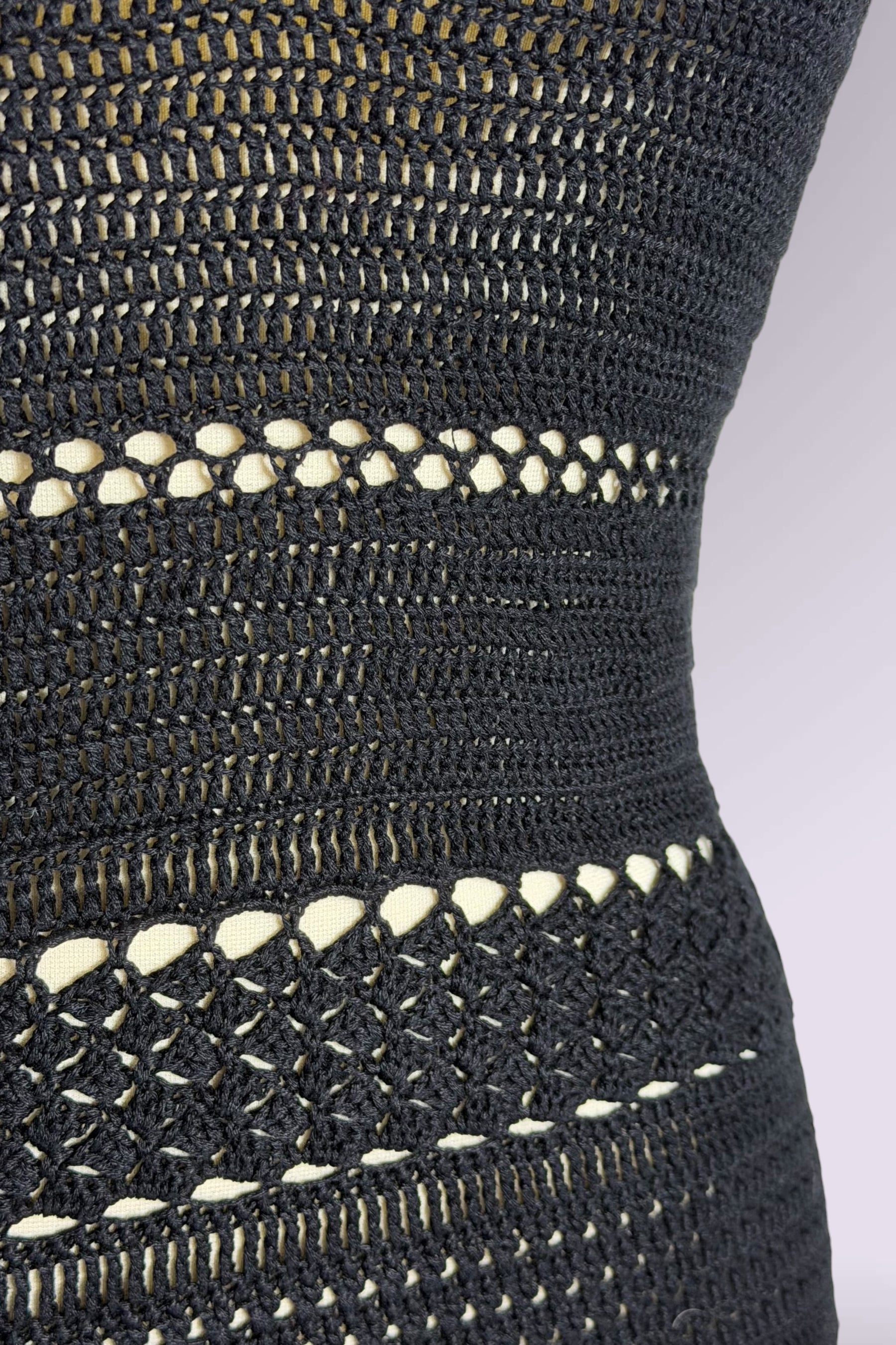 Ralph Ralph Lauren Black Hand-Knit Crochet Knit Midi Dress | American Vintage