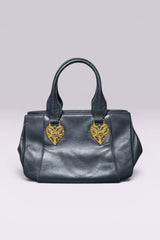 Braccialini Black Leather Top Handle Bag | Italian Vintage