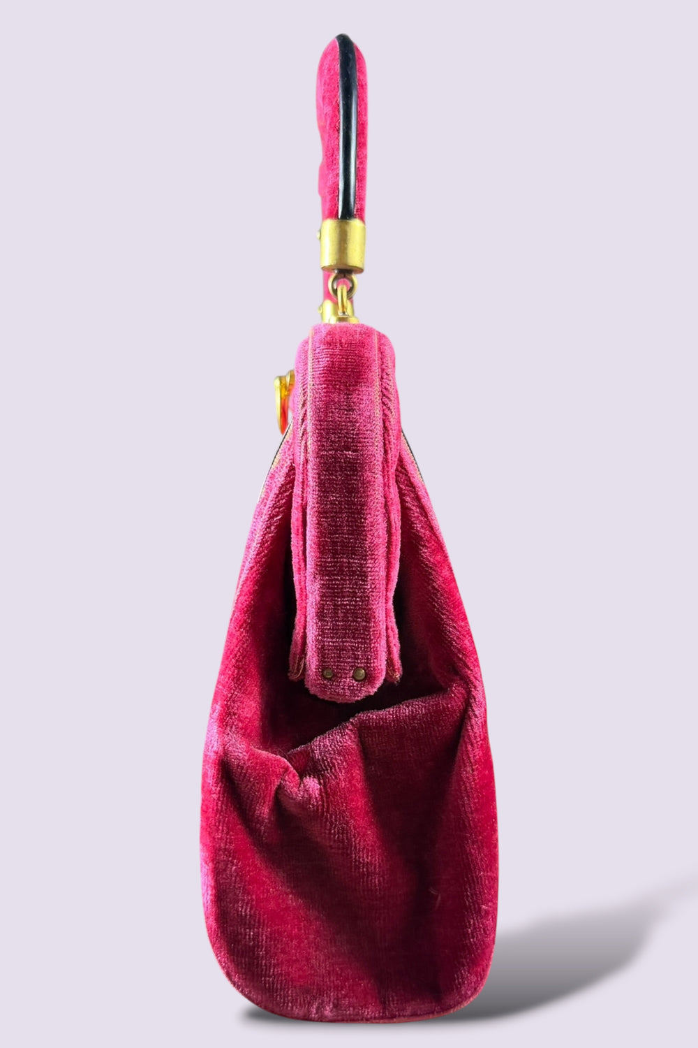 Roberta di Camerino Pink Velvet Floral Frame Bag | Italian Vintage