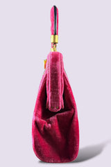 Roberta di Camerino Pink Velvet Floral Frame Bag | Italian Vintage