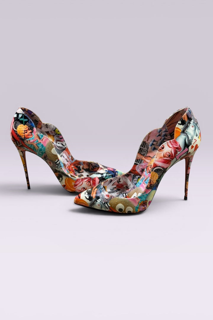 Christian Louboutin Collage Print Pumps Red Bottom | French Secondhand