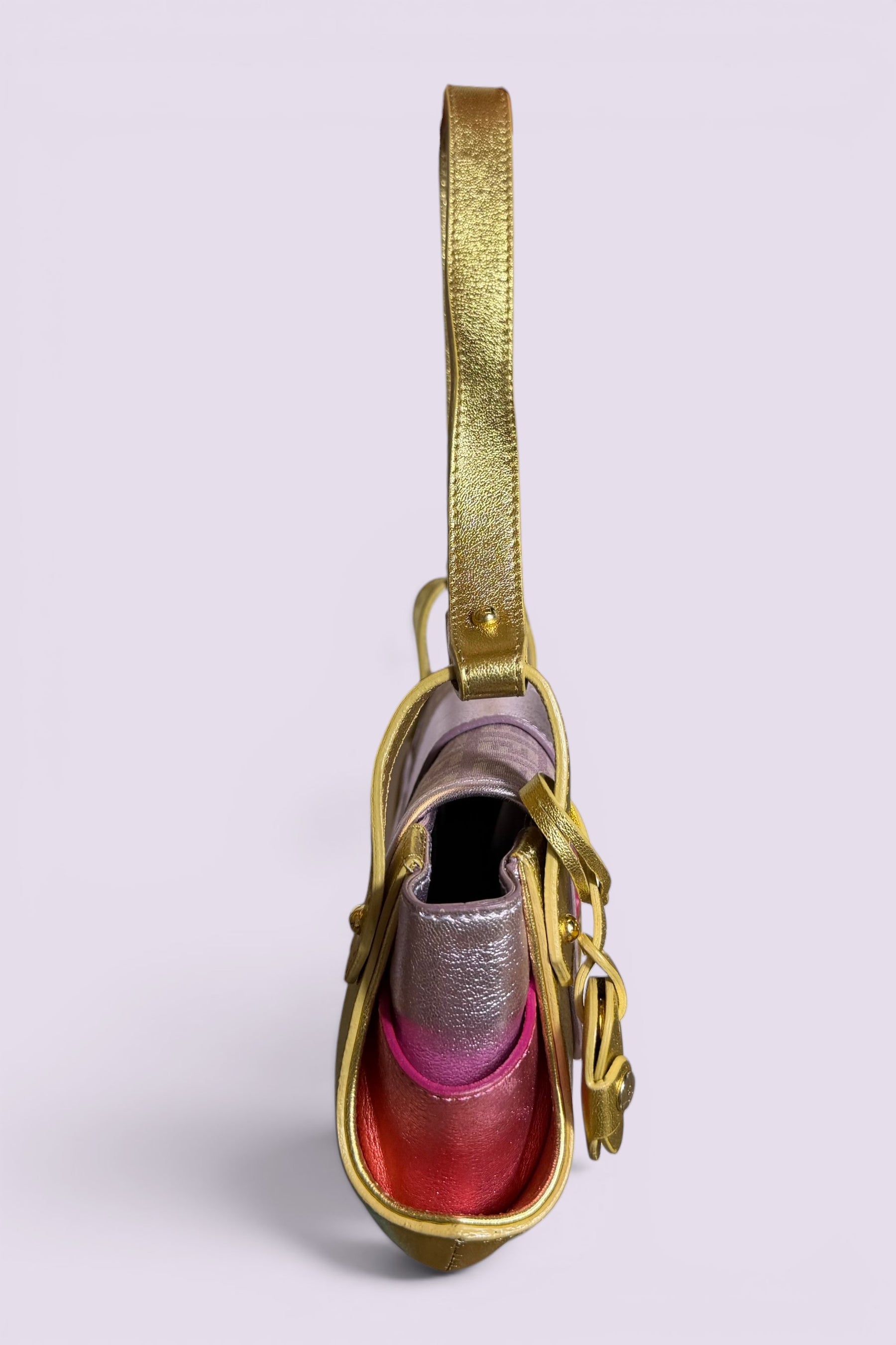Fendi Zucchino Metallic Leather Shoulder Bag | Italian Secondhand