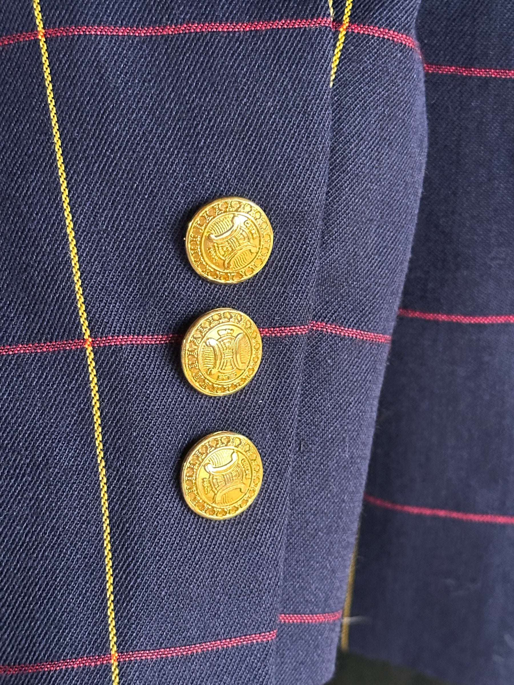 Celine Wool Windowpane Blazer | French Vintage