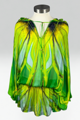 Roberto Cavalli 1996 Green Abstract Silk Hooded Tunic