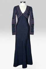 Roberto cavalli navy shimmer & zebra print dress