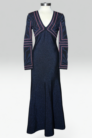 Roberto cavalli navy shimmer & zebra print dress