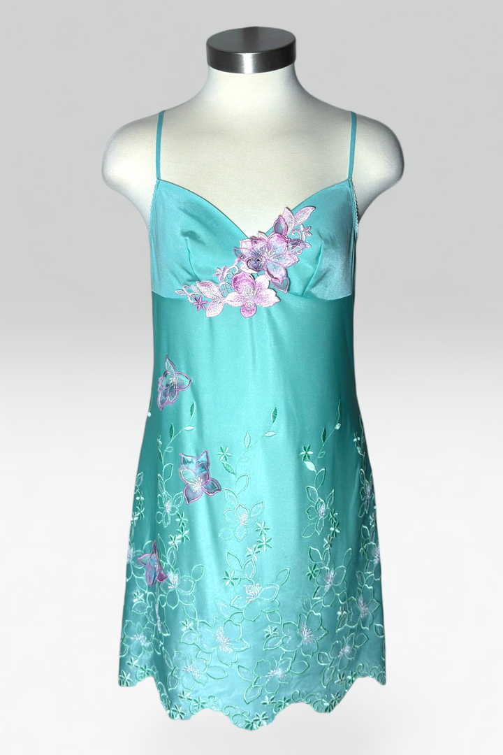  Wacoal salute aqua floral mini dress