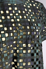 Sacai Runway Lattice Plaid and Pleated Top | Runway Archive