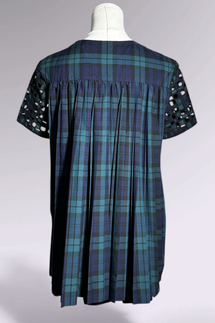 Sacai Runway Lattice Plaid and Pleated Top | Japanese Designer Secondhand