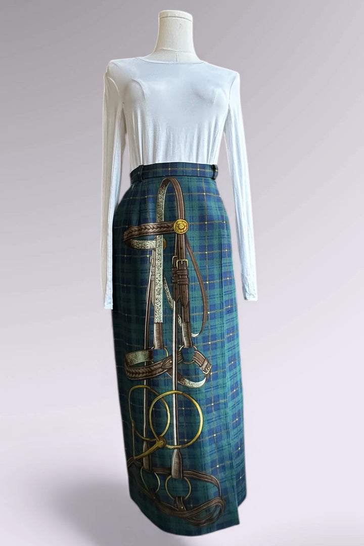 Ralph Lauren Tartan Equestrian Wrap Skirt | American Vintage