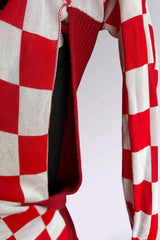 MM6 Maison Margiela Red Checker Multi-Way Knit Sweater | Runway Archive
