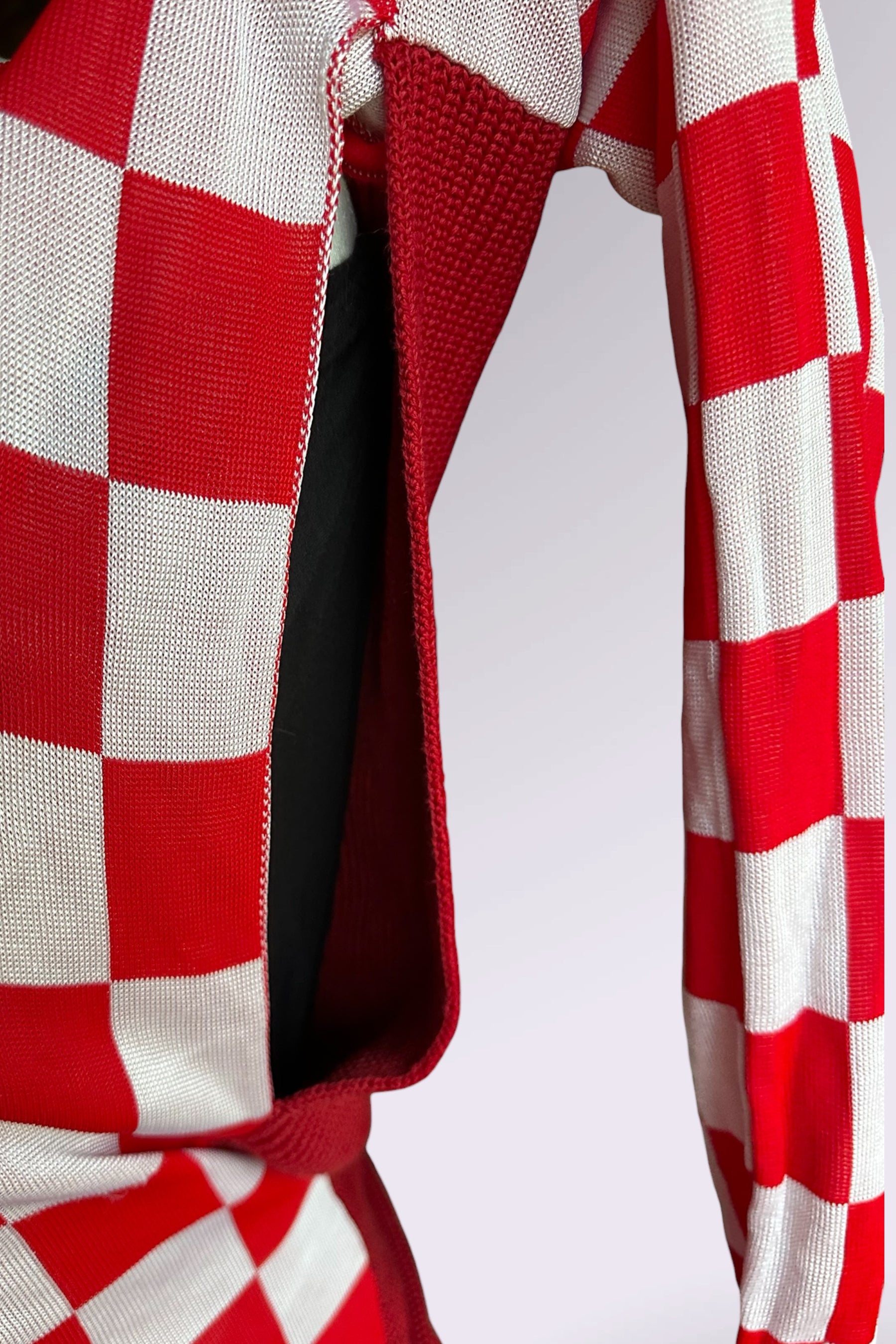 MM6 Maison Margiela Red Checker Multi-Way Knit Sweater | Runway Archive